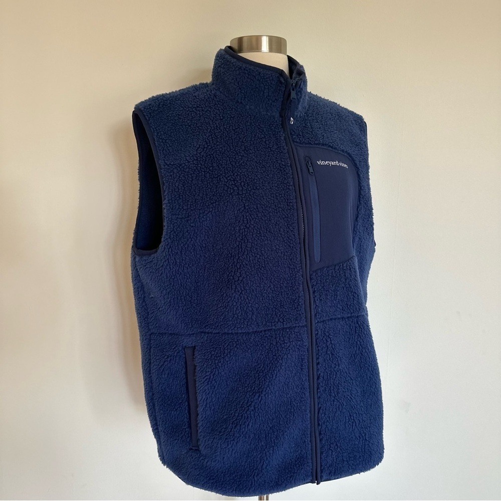 Vineyard Vines Teddy Sherpa Vest Blue Sz L
